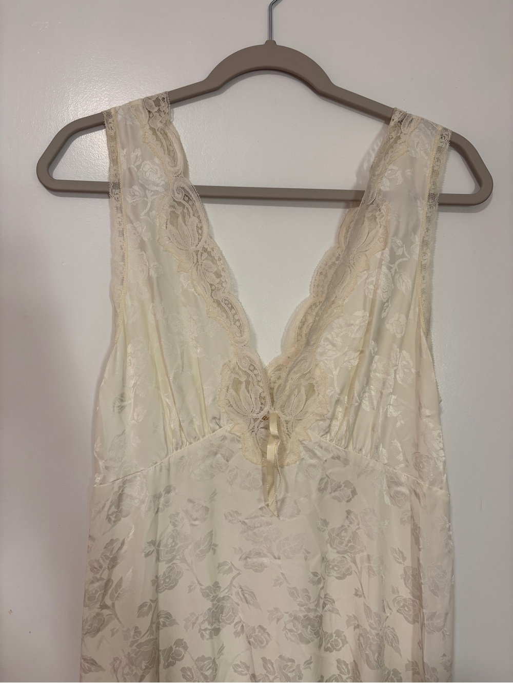 Ivory Floral Lace-Trim Chemise Slip